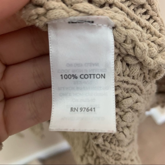 [J. Jill] Tan Open Knit 3/4 Sleeve Tunic Length Boho Sweater - Picture 8 of 10